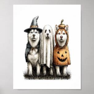 Poster Halloween Ghost Siberian Husky Dog
