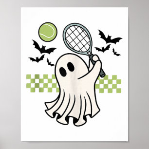 Poster Halloween Ghost Tênis Player Retro Spooky Season