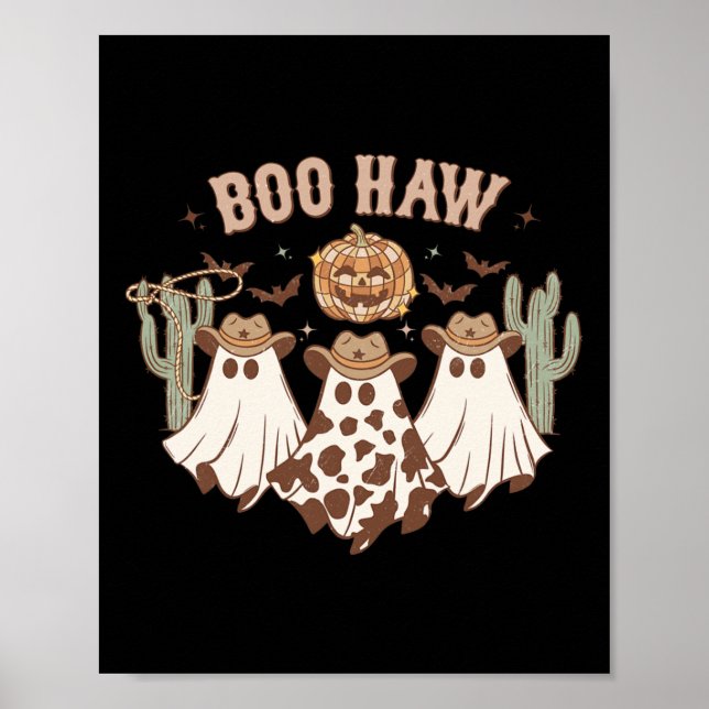 Poster Halloween Ghost Western Cowboy Fantasma Boo Haw Sp (Frente)
