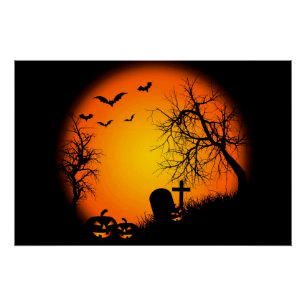 Póster Halloween Graveyard