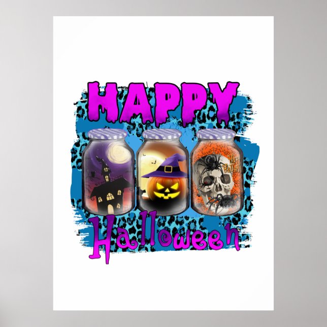 Poster Halloween Happy Halloween Aniversário (Frente)
