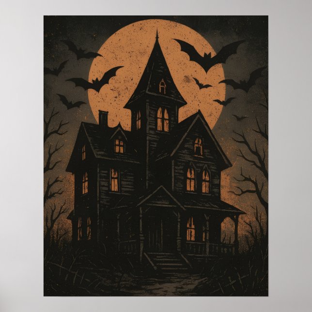 Poster Halloween Haunted House (Frente)