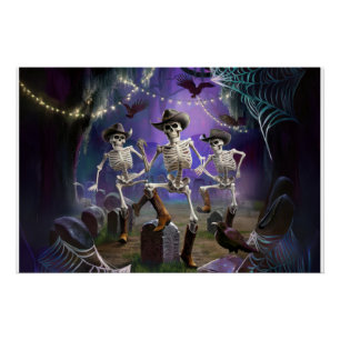 Póster Halloween Hoedown, Skeletons Dançantes Horiz
