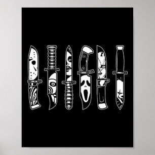 Poster Halloween Horror Filme Caracteres Em Facas Assusta