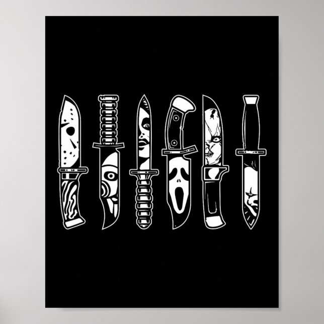 Poster Halloween Horror Filme Caracteres Em Facas Assusta (Frente)