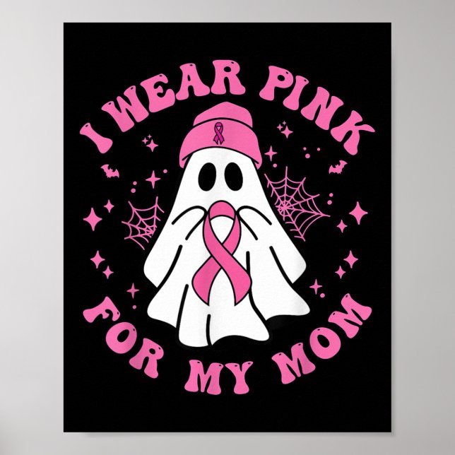 Poster Halloween I Wear Nk For My Mom Breast Cancer Kid W (Frente)