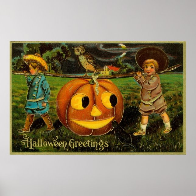 Poster Halloween Jack-o-Lantern Harvest Night por Criança (Frente)
