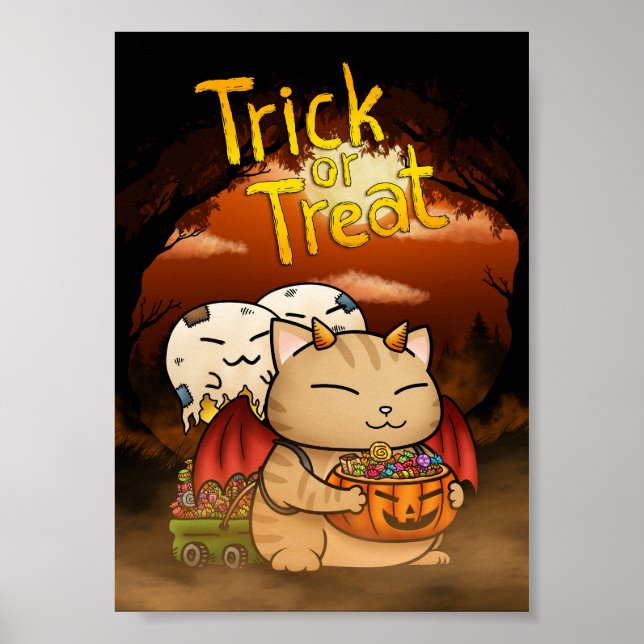 Poster Halloween Little Devil Cat (Frente)
