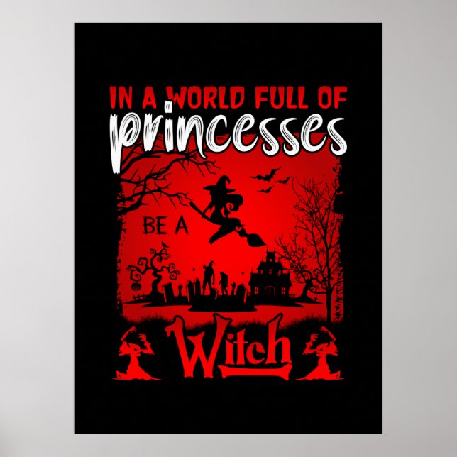 Poster Halloween Num Cheio Mundial De Princesas Seja Uma  (Frente)