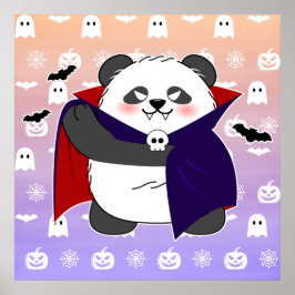 Poster Halloween Panda Bebê Fofo Drácula Vampiro