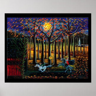 Póster Halloween,poster,sem cabeça,cavaleiro,floresta