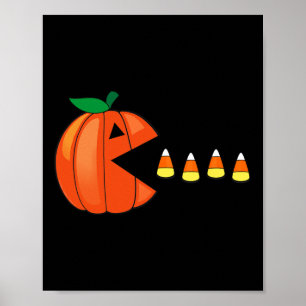 Poster Halloween Pumpkin Comendo Milho Doce