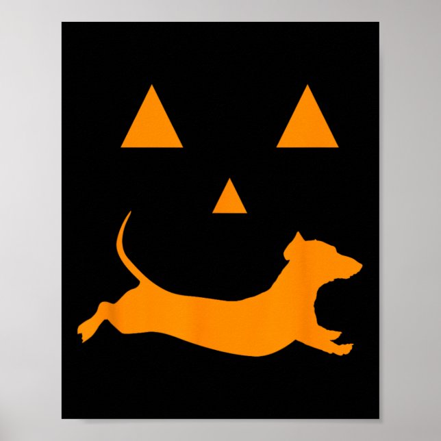 Poster Halloween Pumpkin Dachshund Jack-o-lantern Costume (Frente)