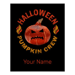 Póster Halloween Pumpkin Face Retro Costume Ação de Graça