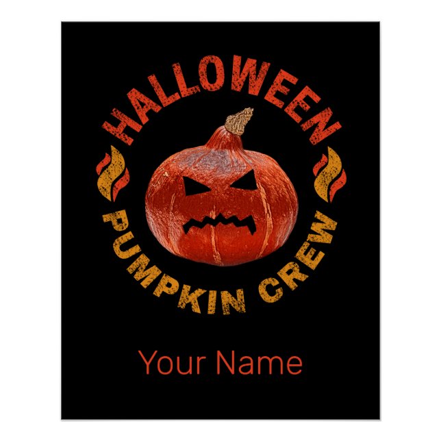 Póster Halloween Pumpkin Face Retro Costume Ação de Graça (Frente)