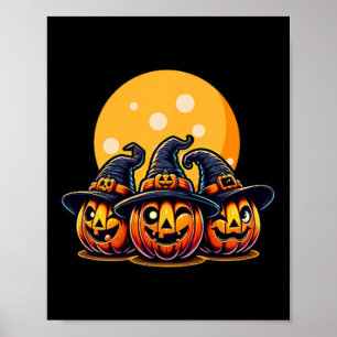Poster Halloween Pumpkin Threefold Witch Hat Tee Kids