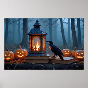 Poster Halloween Pumpkins Crow Cute Spooky Magia Festiva
