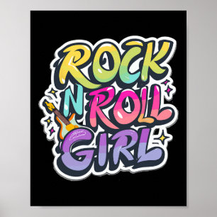 Poster Halloween Rock N Roll Girl Retro Costume Grafite