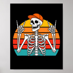Poster Halloween Rocker Skeleton Boné Legal Punk Rock Men
