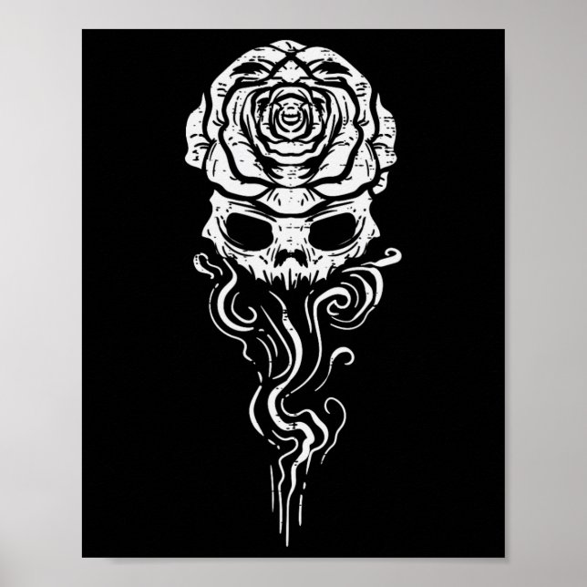 Poster Halloween Rosa Skull Skeleton Gothic Costume (Frente)