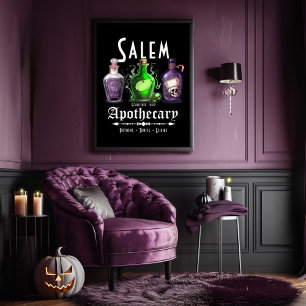 Póster Halloween Salem Apothary Potions Tonics Elixirs