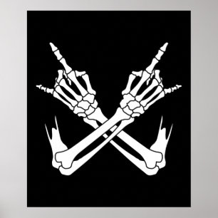 Poster Halloween Scary Skeleton Rocker Hands