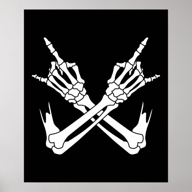 Poster Halloween Scary Skeleton Rocker Hands (Frente)