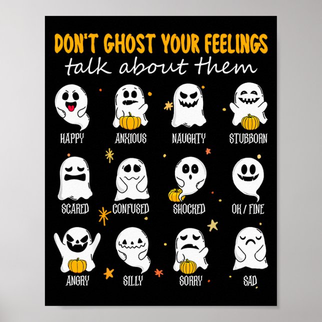 Poster Halloween School Counselor Don't Ghost Your Feelin (Frente)