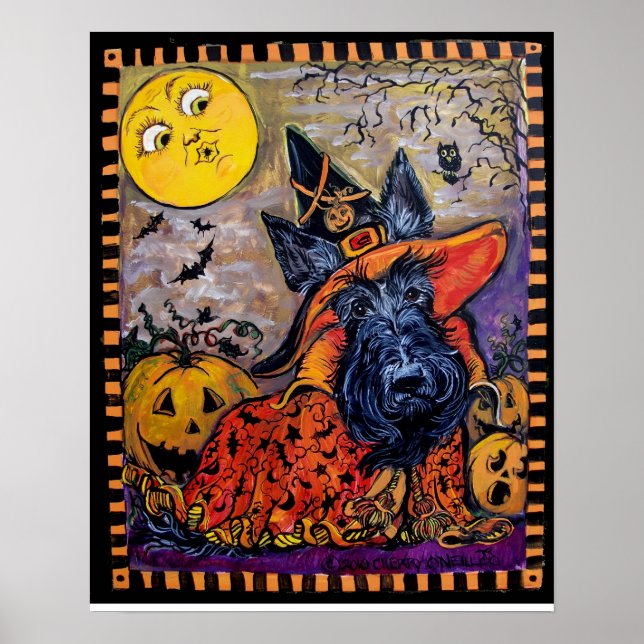 Póster Halloween Scottish Terrier (Frente)