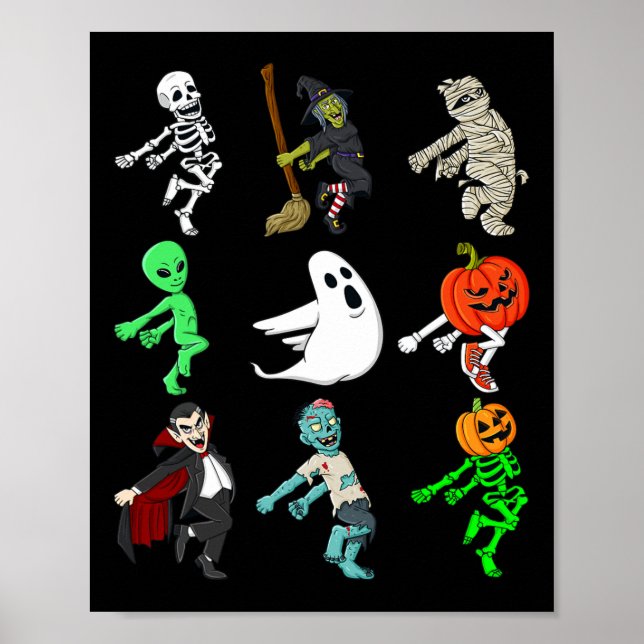 Poster Halloween Shoot Dance Monsters Skeleton Boys Menin (Frente)