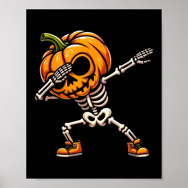 Poster Halloween Skeleton Boys Trick Treat Engraçado Pump (Frente)