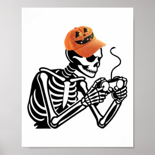 Poster Halloween Skeleton Gamer Vídeo Homens Meninos Cria