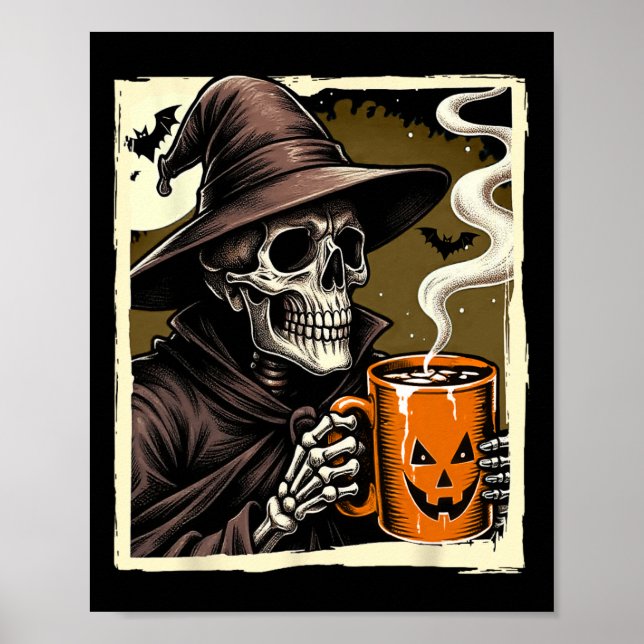 Poster Halloween Skeleton Hot Cocoa Morto Dentro Spooky S (Frente)