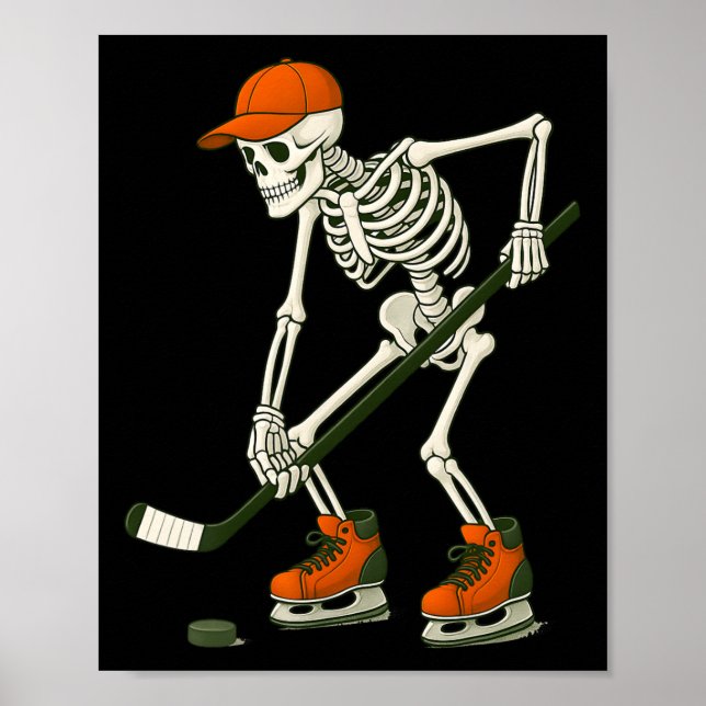 Poster Halloween Skeleton Ice Hockey Fodny Men Bo (Frente)