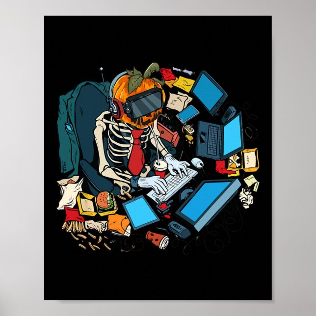 Poster Halloween Skeleton Jack O Lantern Gamer Boys (Frente)