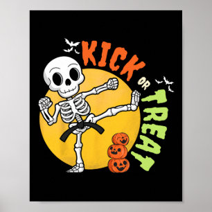 Poster Halloween Skeleton Karate Kick Martial Art Taekwon