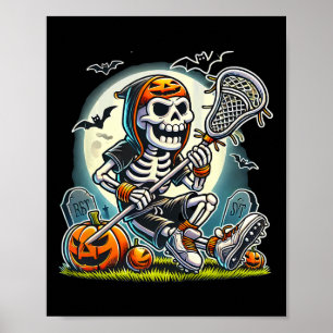 Poster Halloween Skeleton Lacrosse