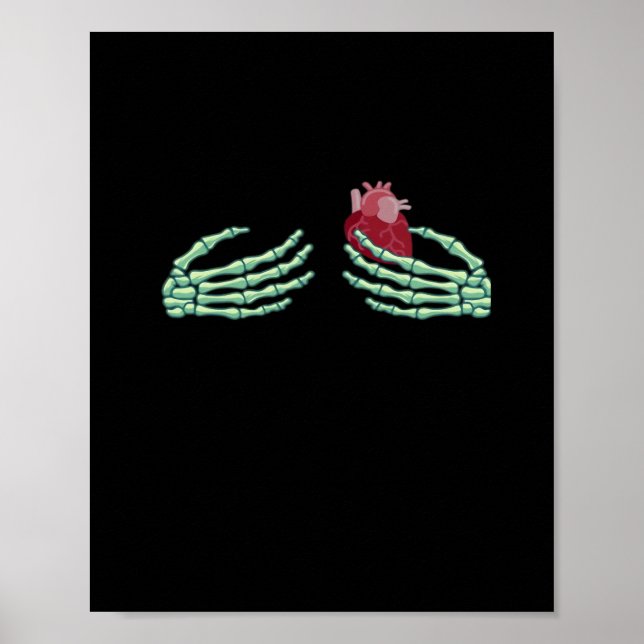 Poster Halloween Skeleton Mãos com Cardíaco Clássico (Frente)