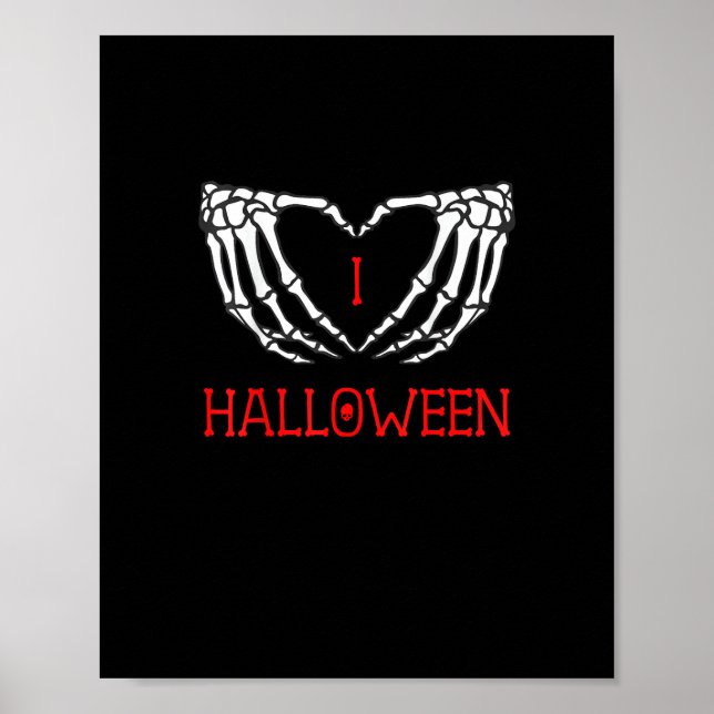 Poster Halloween Skeleton Mãos Formando Coração Gótica (Frente)