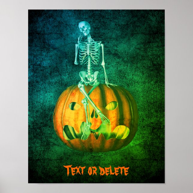 Poster Halloween Skeleton Pumpkin Personalizado (Frente)