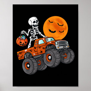 Poster Halloween Skeleton Riding Monster Truck Toddler Bo