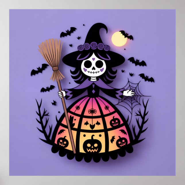 Poster Halloween Skeleton Witch (Frente)