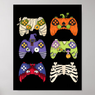 Poster Halloween Skeleton Zombie Controladoras de Jogos M