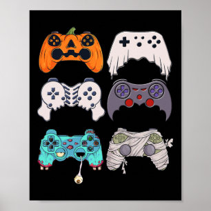 Poster Halloween Skeleton Zombie Controladoras de Jogos M