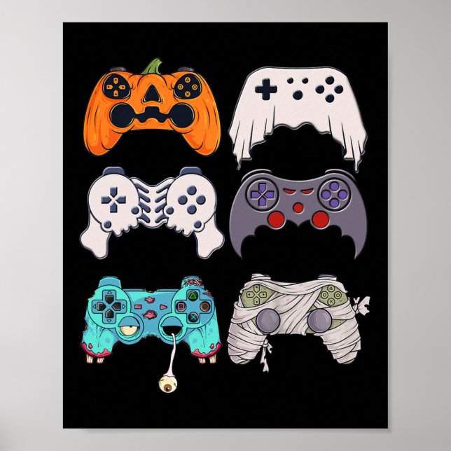 Poster Halloween Skeleton Zombie Controladoras de Jogos M (Frente)