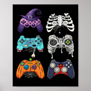 Poster Halloween Skeleton Zombie Controladoras de Jogos M