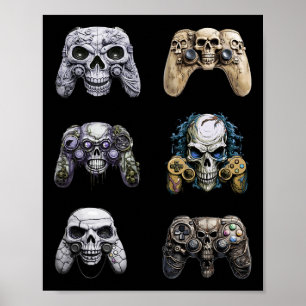 Poster Halloween Skeleton Zombie Controladoras de Jogos M