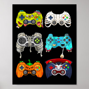 Poster Halloween Skeleton Zombie Controladoras de Jogos M