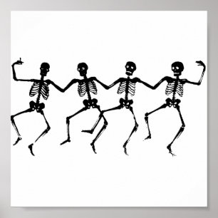 Póster Halloween Skeletons Dancing