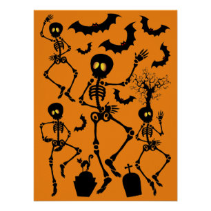 Póster Halloween Skeletons Macabre Dance